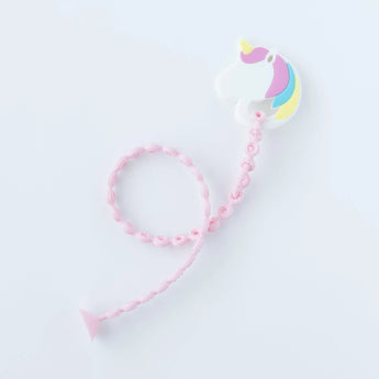 Bumkins Silicone Accessory Tether 2-Pack: Pink offers unicorn pastel pacifier clips, ideal for teething babies.