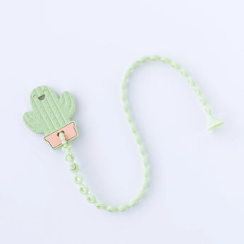 Bumkins Silicone Accessory Tether 2-Pack: Sage features cactus-shaped clips with food-grade silicone beads and secure suction attachments.