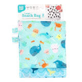 Bumkins Large Reusable Snack Bags, 2-Pack in Ocean Life & Whale Tail designs feature a durable zipper and waterproof fabric.