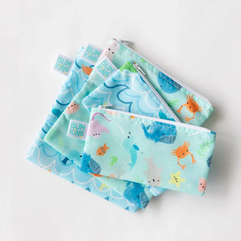 Reusable Snack Bag, Large 2-Pack: Ocean Life & Whale Tail - Bumkins