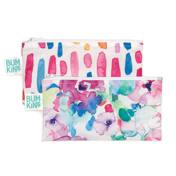 Reusable Snack Bag, Small 2-Pack: Watercolor & Brush Strokes - Bumkins