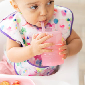 Silicone Straw Cup with Lid: Pink - Bumkins