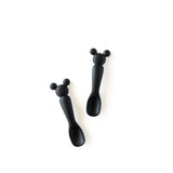 The Classic Black Mickey Mouse Silicone Dipping Spoons by Bumkins are shown on a white background.