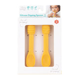 Bumkins Winnie the Pooh Silicone Dipping Spoons make self-feeding easy, featuring two yellow spoons for dipping and scooping.