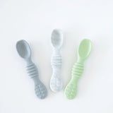 Bumkins Silicone Dipping Spoons 3-Pack in Taffy colors are ideal for self-feeding with textured handles.