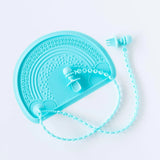 Bumkins Silicone Chewtensils®: Blue placemat with utensils, beaded strings, raised rainbow, and sensory bumps for easy weaning.