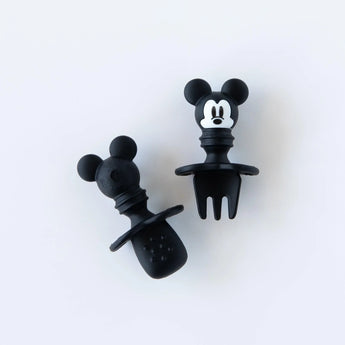 Bumkins Silicone Chewtensils®: Mickey Mouse set includes a cork bottle stopper and fork, ideal for baby-led weaning.