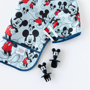 Bumkins Silicone Chewtensils®: Mickey Mouse set is perfect for baby-led weaning with a blue and red design.