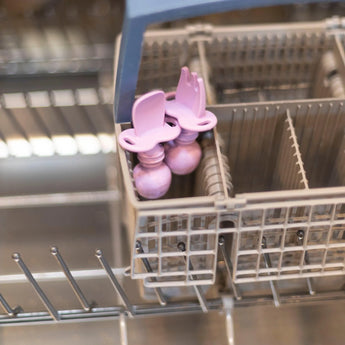 Bumkins Silicone Chewtensils®: Lavender, ideal for baby-led weaning with suction cups, dishwasher-safe.