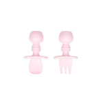 Silicone Chewtensils®: Pink by Bumkins, includes a silicone spoon and fork with rounded handles for baby-led weaning.