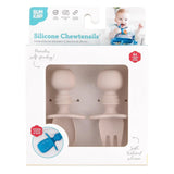 Bumkins Silicone Chewtensils®: Sand, ideal for baby-led weaning, includes two self-feeding tools made from 100% food-safe, textured silicone.