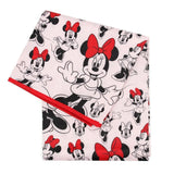 Discover Bumkins waterproof Splat Mat with Minnie Mouse in red bows on white—perfect for wipe-clean messes.