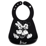 Bumkins Silicone Bib: Mickey & Minnie Mouse holding hands with love at the bottom.