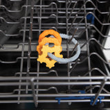 Silicone Teething Charms: Orange by Bumkins offer teething relief and are top rack dishwasher safe for easy cleaning.