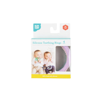 Bumkins Silicone Teething Rings 4 Pack: Spring, made from food-safe silicone, soothes gums. Ideal for babies 3 months and up.