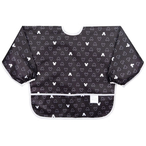 Sleeved Bib: Mickey Mouse Icon Black + White - Bumkins