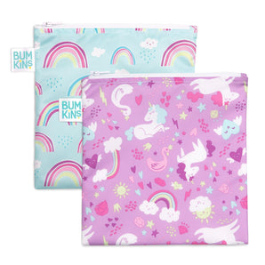 Reusable Snack Bag, Large 2-Pack: Rainbows & Unicorns - Bumkins