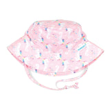 Bumkins Sea Unicorn Sun Hat: Pink, seahorse print, UPF 50+, adjustable strap, wide brim for ultimate sun protection.