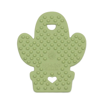 Bumkins Silicone Teether: Cactus has a textured surface with a heart cut-out, ideal for soothing babies during teething.