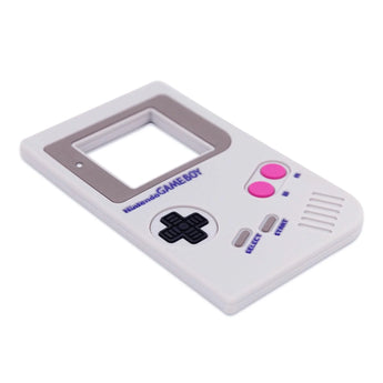 A flat, Game Boy™-themed phone case by Bumkins doubles as a nostalgic nod and a playful silicone teether.