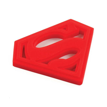 Bumkins Silicone Teether: Superman with 3D logo is perfect for soothing baby gums.