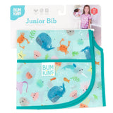 Bumkins Junior Bib: Ocean Life features whales, crabs on waterproof fabric for an adjustable fit.