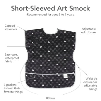 Short-Sleeved Smock: Mickey Mouse Icon B+W - Bumkins