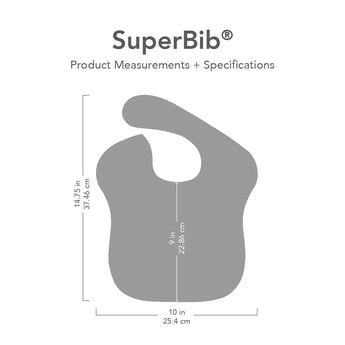 Outline of SuperBib® 3 Pack: Happy Campers by Bumkins, waterproof, 14.75H x 10W x 9 center length.