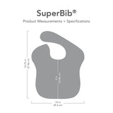 Diagram of the Bumkins SuperBib® 3 Pack: Desert Boho, waterproof, 14.75x10, neck opening 9.